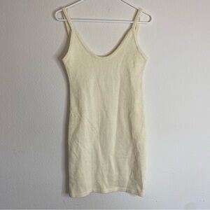 En El Mar Cotton Cream Knit Tank Mini Dress